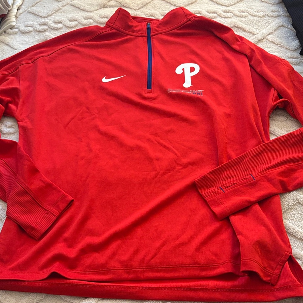 Nike Women’s Red Quarter-Zip Phillies Pullover